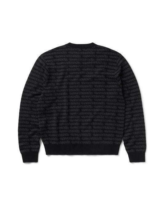 ALL OVER TAG KNIT SWEATER: BLACK
