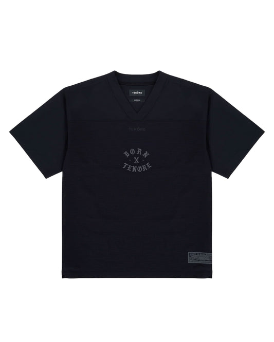BORN X RAISED + TENORE DAY FOOTBALL JERSEY: BLACK