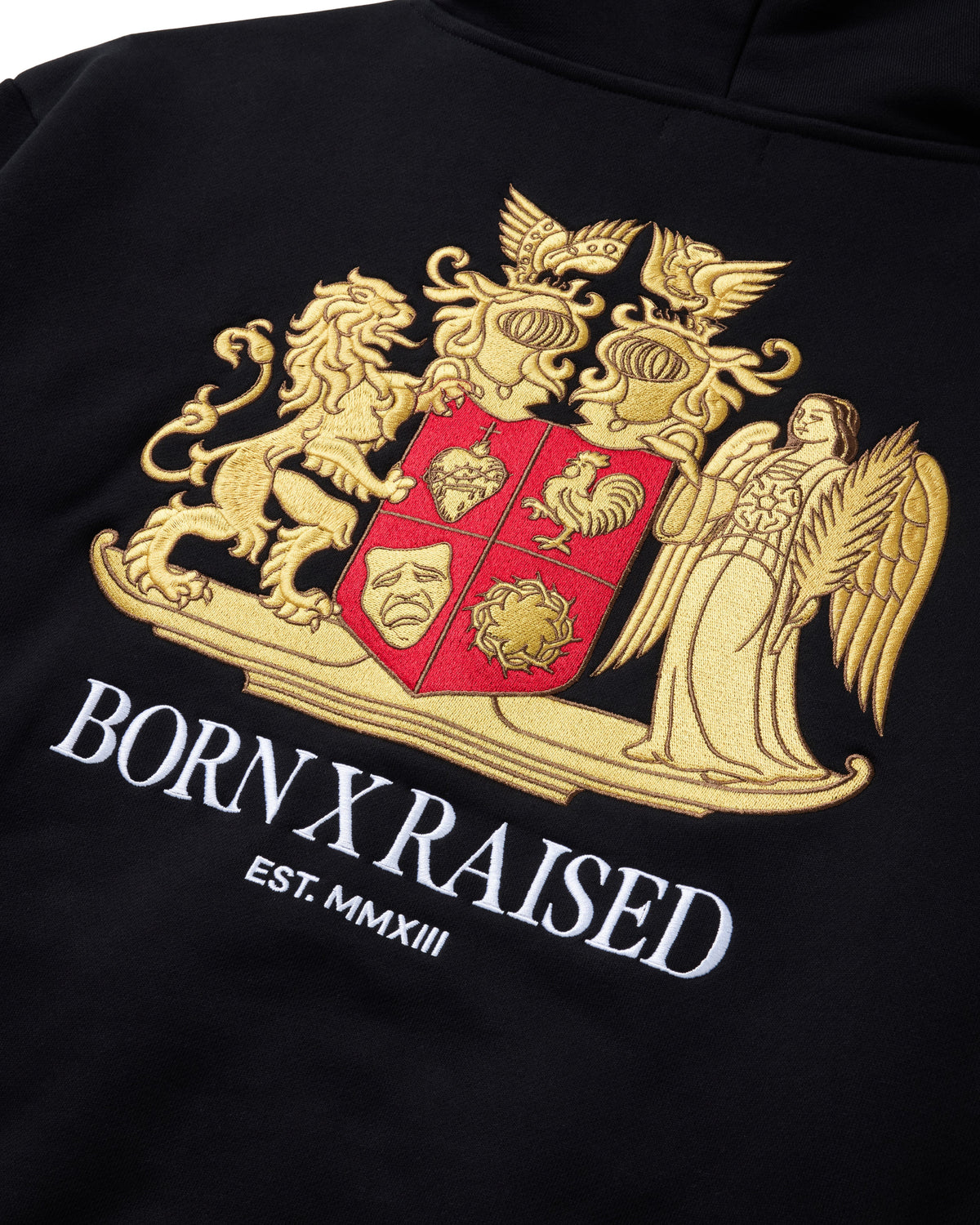 CREST ZIP-UP HOODIE: BLACK