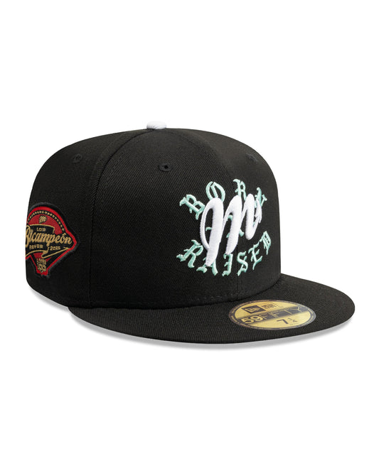 BORN X RAISED + DIABLOS 2X CHAMPS ROCKER FITTED HAT: BLACK