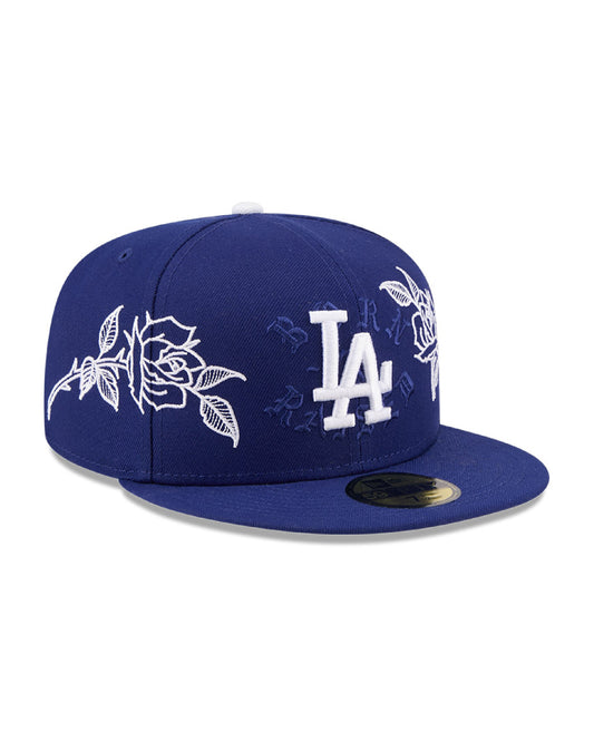 BORN X RAISED + DODGERS ROSES FITTED: BLUE