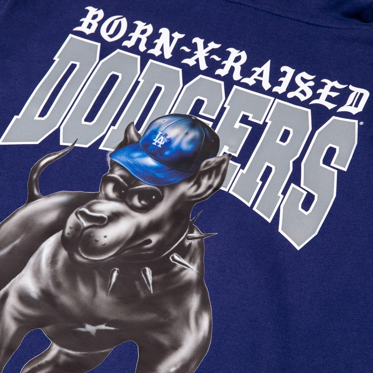 BORN X RAISED + DODGERS DOG HOODIE: BLUE