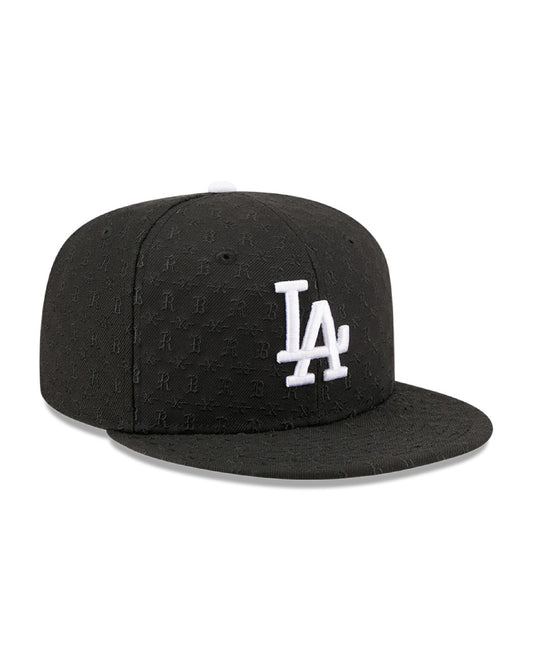 BORN X RAISED + DODGERS MONOGRAM FITTED: BLACK