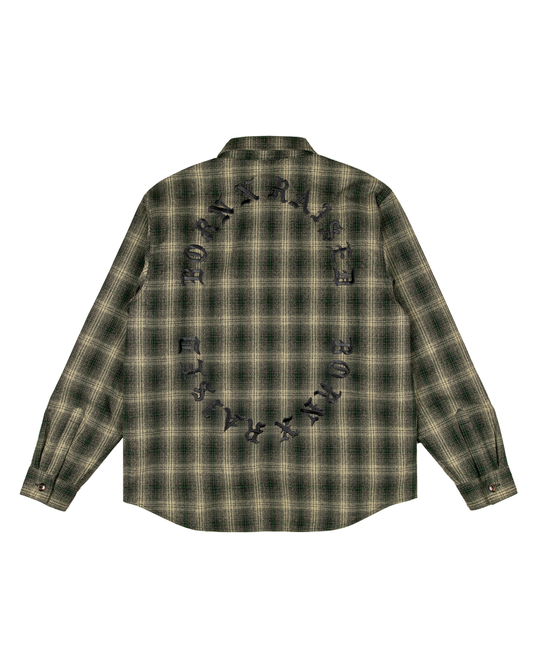 OVERSIZED FLANNEL SHIRT JACKET: GREEN / BLACK