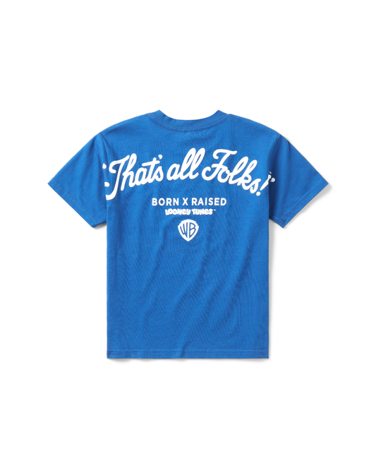 BORN X RAISED + LOONEY TUNES YOUTH HOMETEAM TEE: ROYAL BLUE