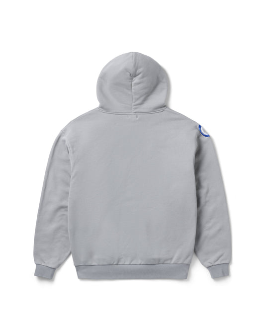 EMBROIDERED JUMBO SCRIPT HOODIE: GREY
