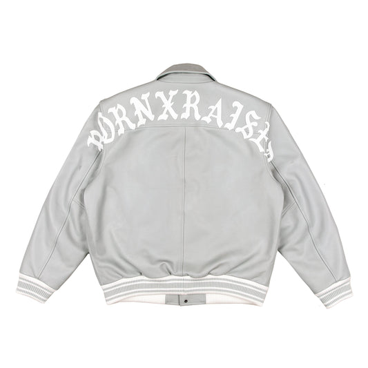BXR ARCH LEATHER JACKET: GREY
