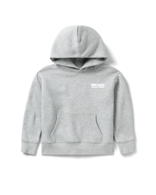 BORN X RAISED + LOONEY TUNES YOUTH LINE UP HOODIE: HEATHER GREY