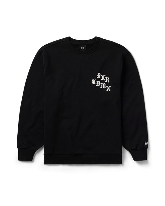 BORN X RAISED + DIABLOS FLOCKED MEMORIAL CREWNECK: BLACK