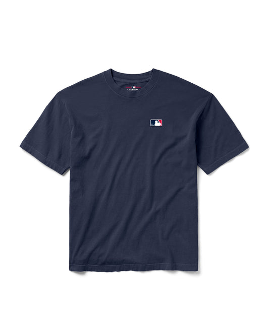 BORN X RAISED + MLB MAJOR LEAGUE SCRIPT TEE: NAVY