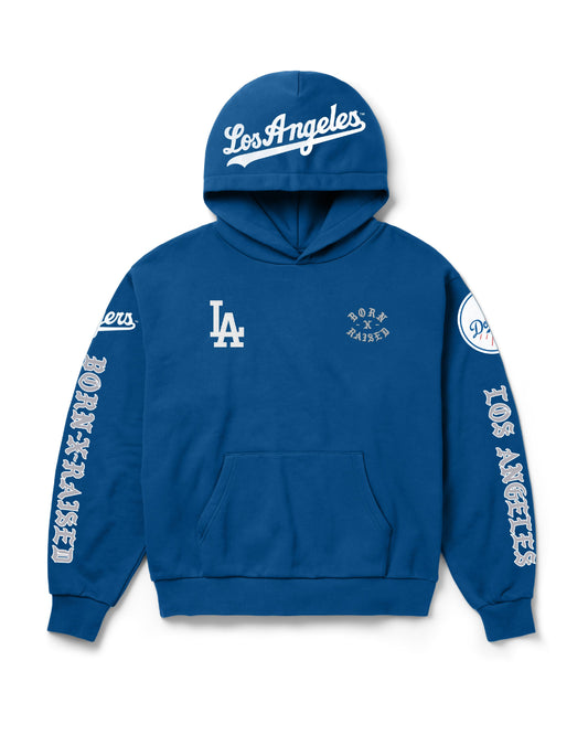 BORN X RAISED + DODGERS MONEYBALL HOODIE: BLUE