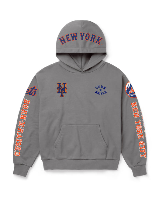 BORN X RAISED + METS MONEYBALL HOODIE: GREY