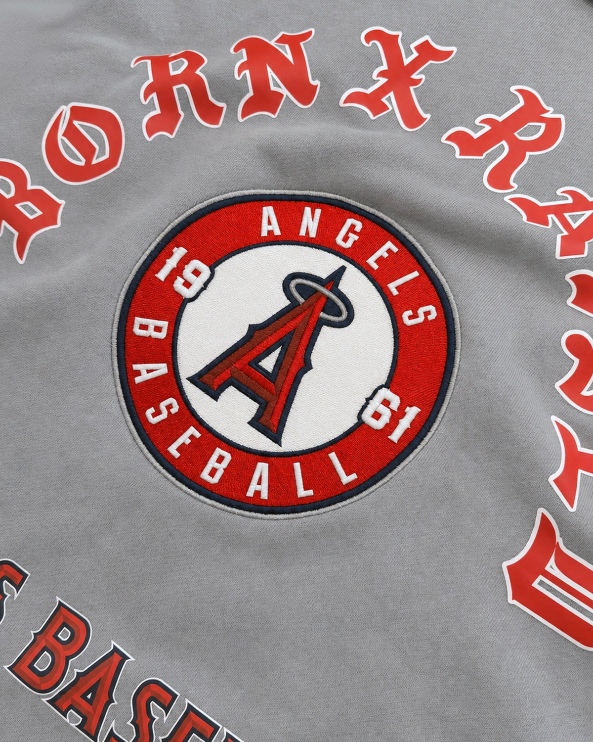 BORN X RAISED + ANGELS MONEYBALL HOODIE: GREY