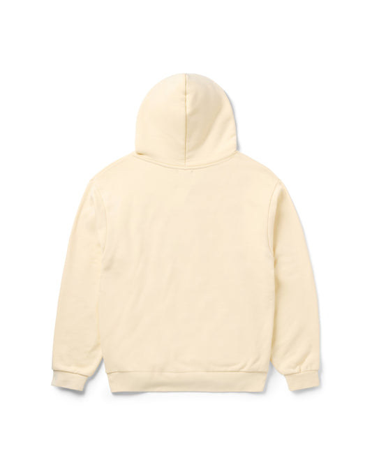 APPLIQUE STACK HOODIE: CREAM