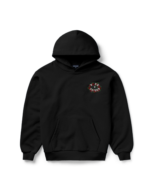 ROSES ROCKER HOODIE: BLACK