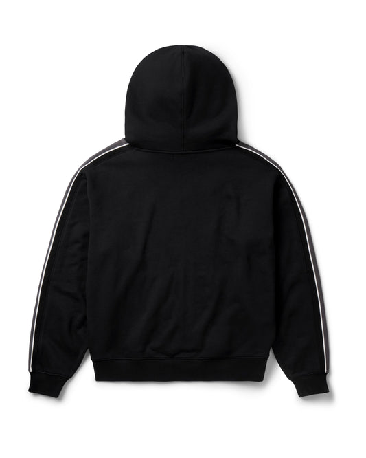 SPORT STRIPE ZIP-UP HOODIE: BLACK