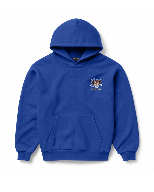 BORN X RAISED + LOONEY TUNES TAZ ROCKER HOODIE: ROYAL BLUE