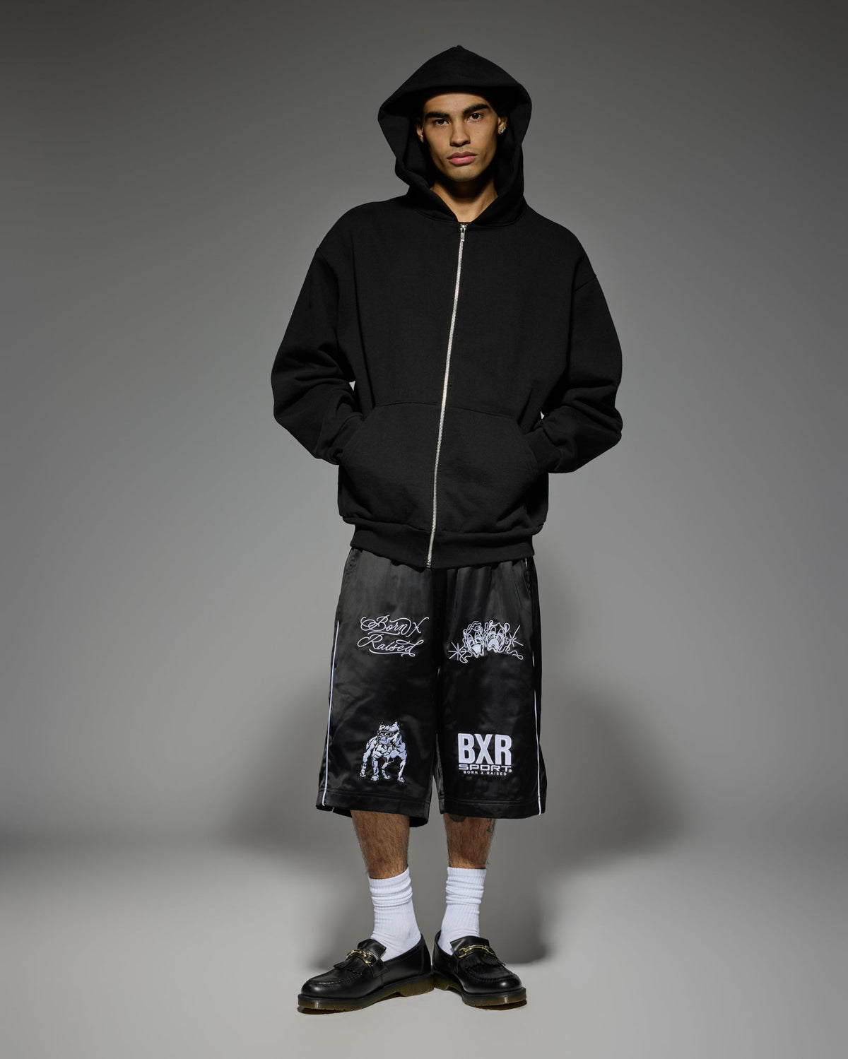 SATIN BOXING TRUNKS : BLACK