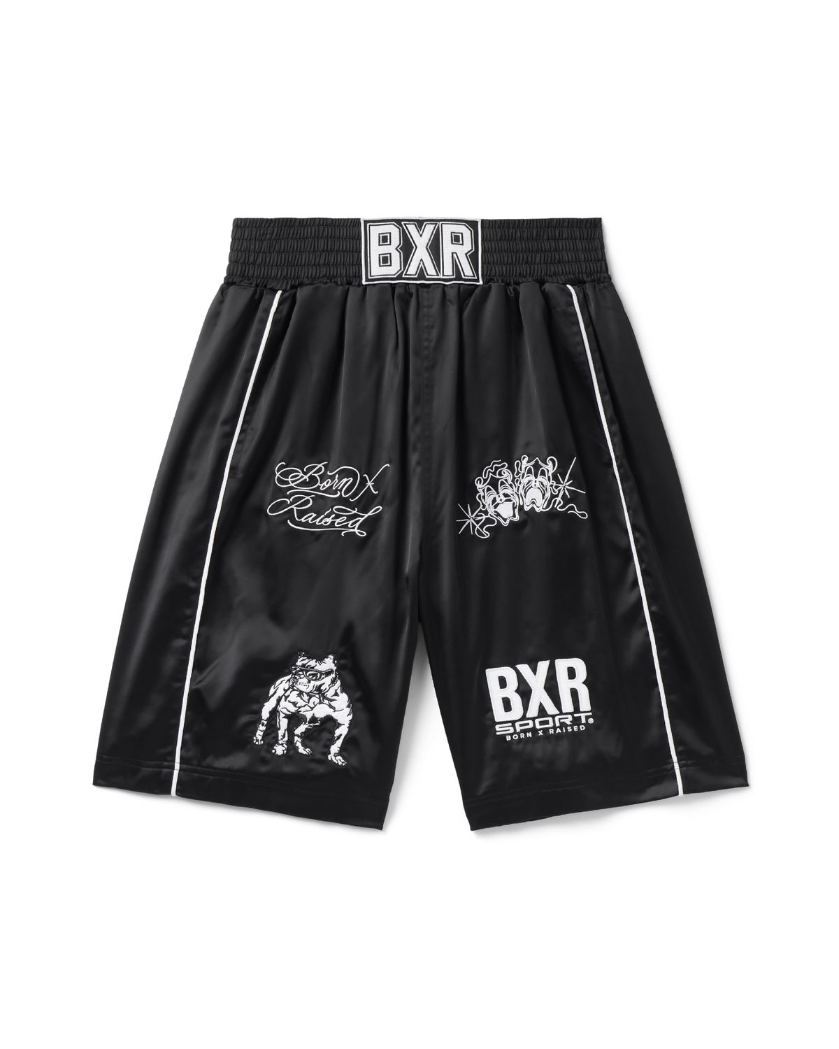 SATIN BOXING TRUNKS : BLACK