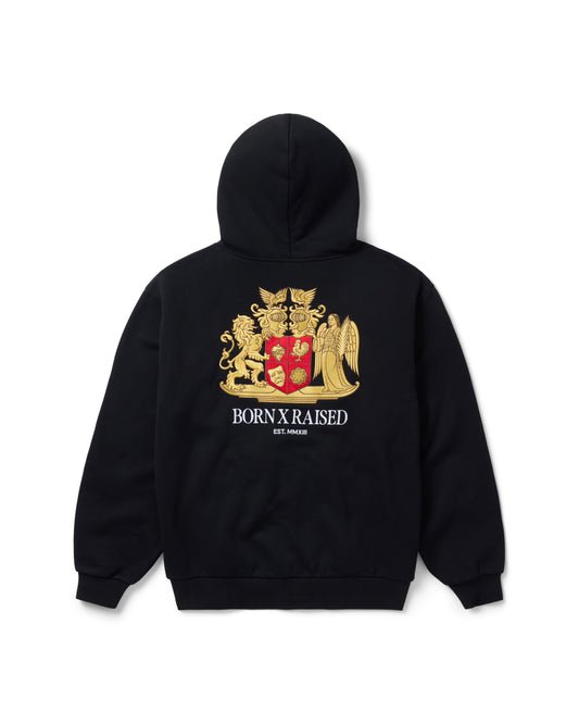 CREST ZIP-UP HOODIE: BLACK