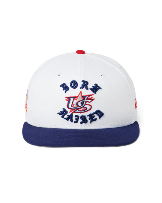 BORN X RAISED + WBC USA ROCKER FITTED: WHITE / NAVY