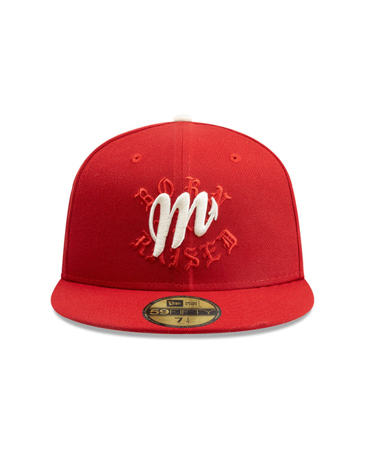 BORN X RAISED + DIABLOS 2X CHAMPS ROCKER FITTED HAT: RED