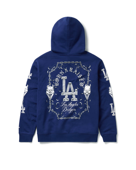 BORN X RAISED + DODGERS MASKS HOODIE: BLUE