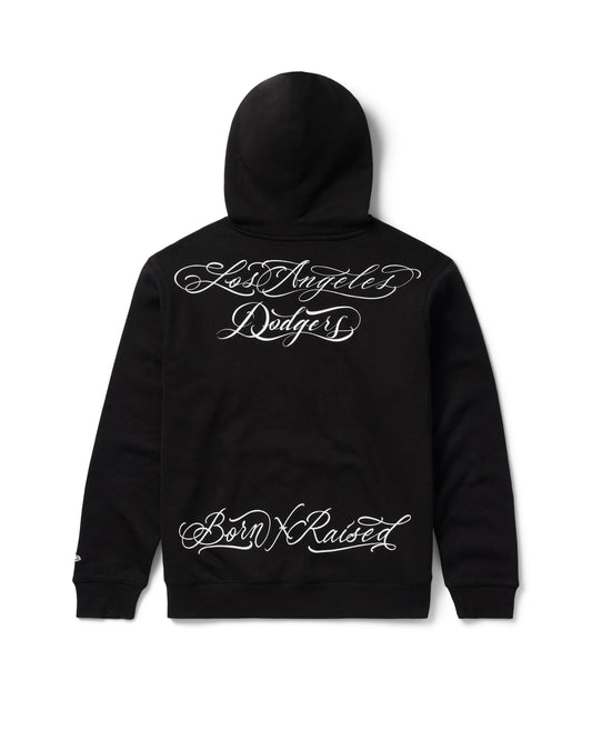 BORN X RAISED + DODGERS FINE LINE HOODIE: BLACK