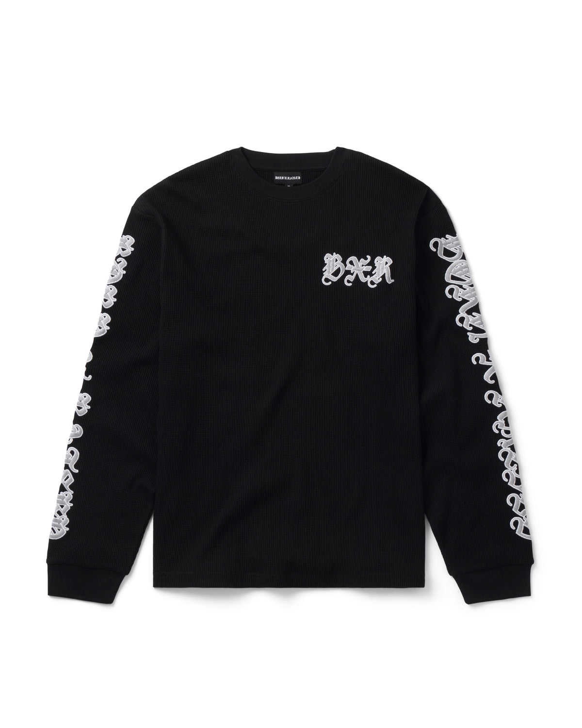 GOTHIC EMBROIDERED WAFFLE THERMAL: BLACK