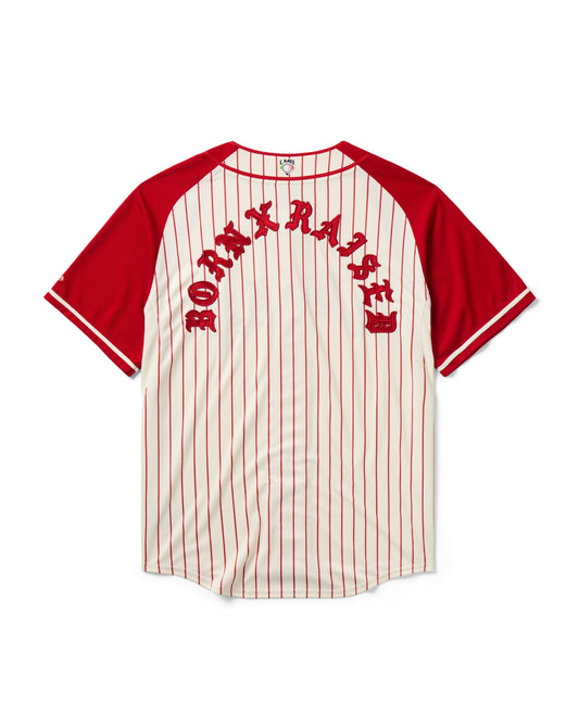 BORN X RAISED + DIABLOS BASEBALL JERSEY: CREAM / RED