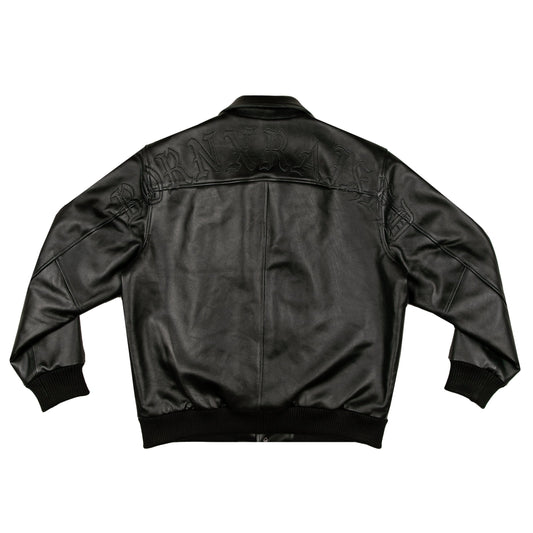 BXR TONAL ARCH LEATHER JACKET: BLACK