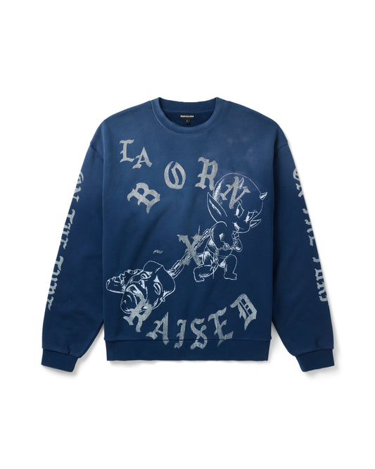 LIL DEVIL ROCKER CREWNECK: VINTAGE BLUE