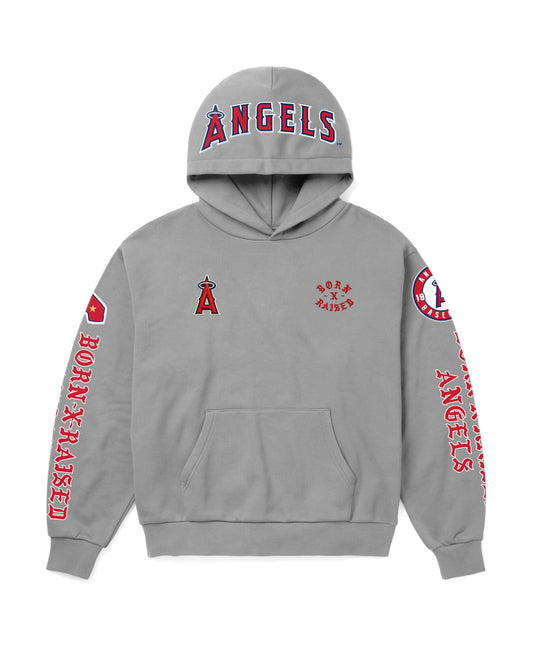 BORN X RAISED + ANGELS MONEYBALL HOODIE: GREY