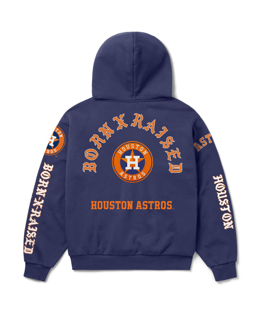 BORN X RAISED + ASTROS MONEYBALL HOODIE: NAVY