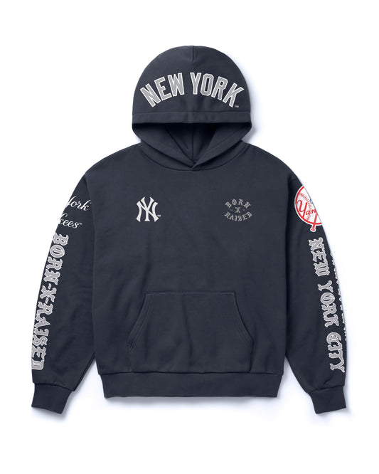 BORN X RAISED + YANKEES MONEYBALL HOODIE: NAVY