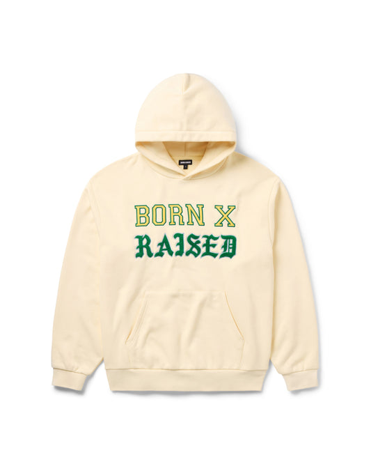 APPLIQUE STACK HOODIE: CREAM