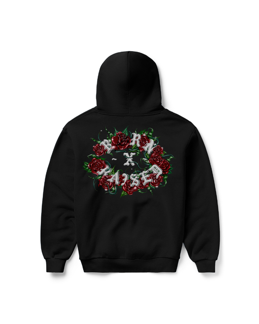 ROSES ROCKER HOODIE: BLACK