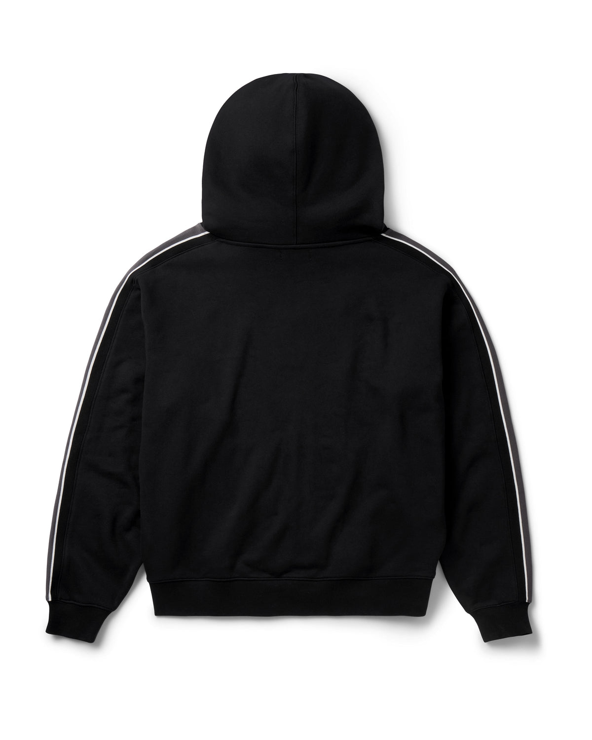 SPORT STRIPE ZIP-UP HOODIE: BLACK