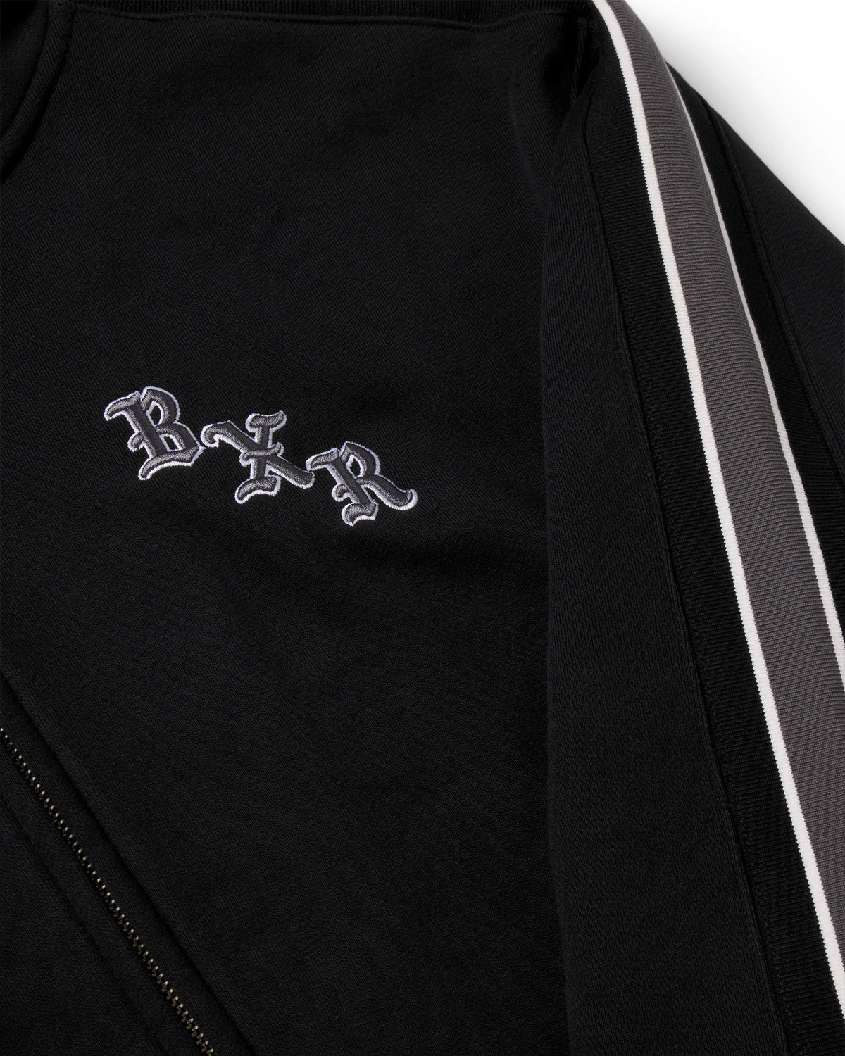 SPORT STRIPE ZIP-UP HOODIE: BLACK